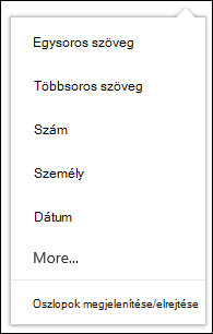 A dokumentumtárban megtekinteni kívánt oszlopok kijelölése