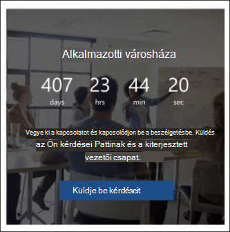 A visszaszámlálás kijelző képe a Vezető webhely sablonon