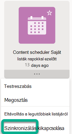 Válassza a menüben a Szinkronizálás leállítása lehetőséget.