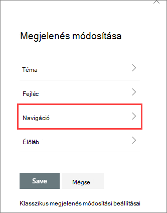 A Megjelenés ablaktábla beállításainak módosítása