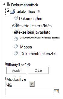A bal fastruktúrájú vezérlőben metaadat-alapú navigációt állíthat be