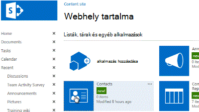 Alkalmazás húzása a navigációs sávra