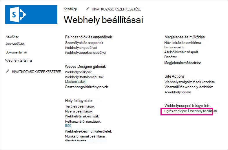 Ugrás a legfelső szintű webhelybeállításokra