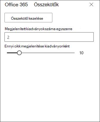 Képernyőkép az Office 365-összekötő szerkesztőpaneljéről
