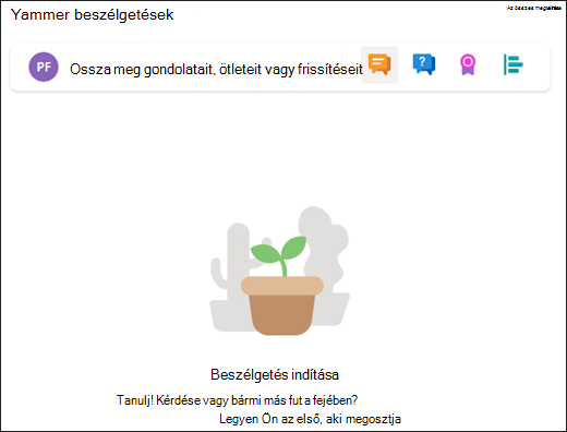 A Beszélgetések kijelző előnézete.