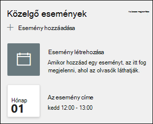 Az események kijelző előnézete.