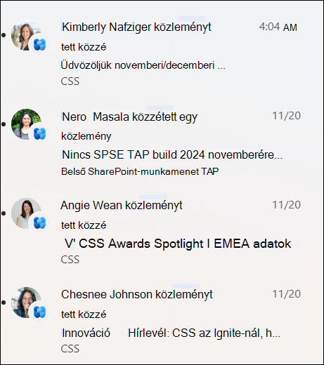 Képernyőkép a hírértesítések listájáról