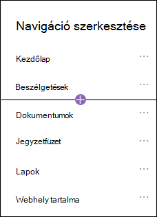 Navigációs ablak hozzáadása kijelölt hivatkozás lehetőséggel.