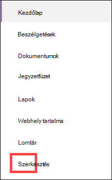 Függőleges navigációs menü.