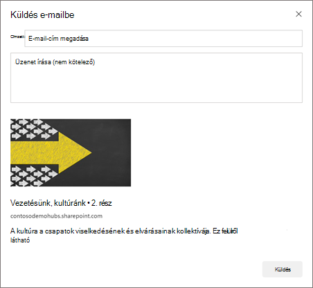 Képernyőkép A hírbejegyzés küldése e-mailben beállításról