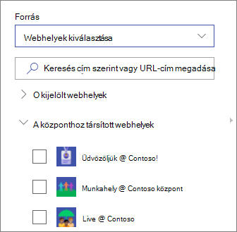 Webhelyek kiválasztása