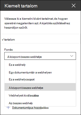 Kiemelt tartalom kijelző eszközpanel