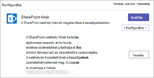 Hírek összekötője párbeszédpanel