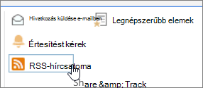 A Tár lap, amelyen az RSS-értesítés ki van emelve