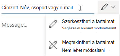 A ceruza ikont választva szerkesztési vagy írásvédett engedélyt adhat a címzetteknek.