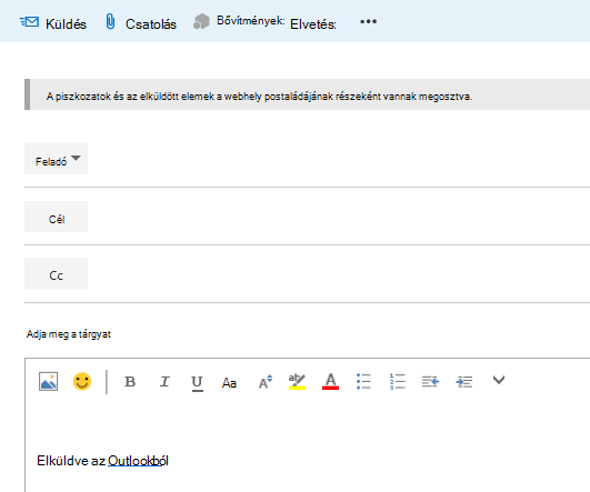 Címek megadása egy e-mailben a webhelypostaládában