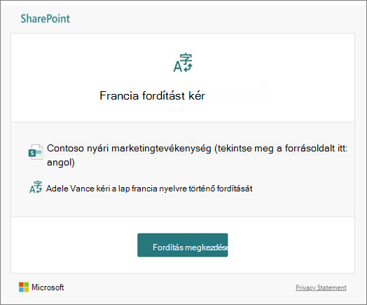Fordítási kérelem e-mailje