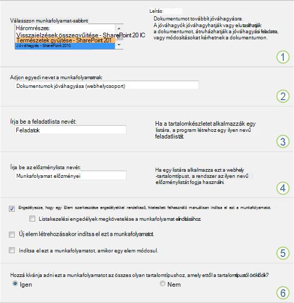 Munkafolyamat beállítási lapja
