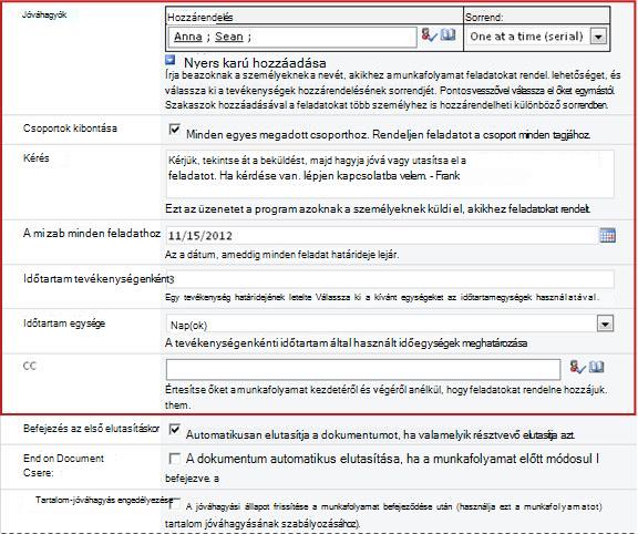 A futási információk megadására szolgáló űrlap