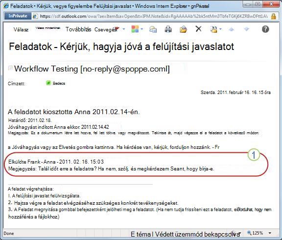 Feladatértesítő az átruházott feladatról