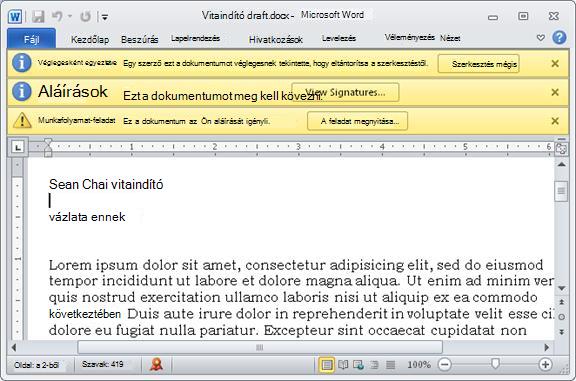 Ellenőrizendő elem három üzenetsávval