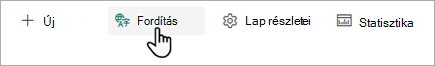 Képernyőkép, amelyen látható, hogy hol kezdheti el egy SharePoint-lap fordítását.