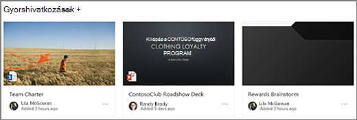 SharePoint-csoportwebhely gyorshivatkozásai