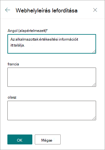 Webhelyleírás lefordítása