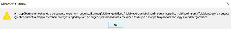 Hiba a névjegyek létrehozásakor