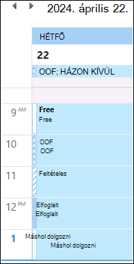 OOF az Outlook Naptár színében frissítés után