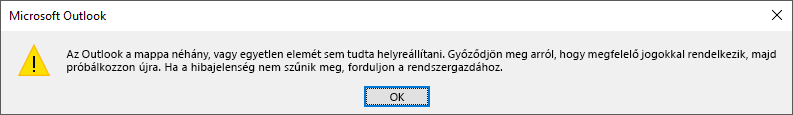 Törölt elemek helyreállításának hibája