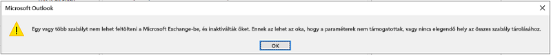„A szabályok nem tölthetők fel“ hibaüzenet