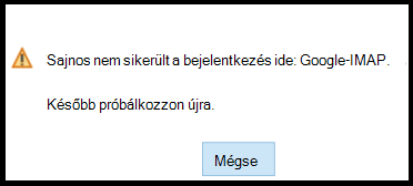 Sajnos nem sikerült a bejelentkezés ide: Google-IMAP. Később próbálja meg újból.