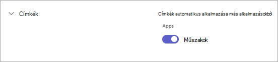 A Műszakok kapcsoló a Teams műszak-alapú címkéihez a Teamsben.