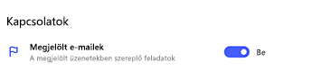 Bekapcsolt állapotú megjelölt e-mail-kapcsolat a To Do beállításaiban