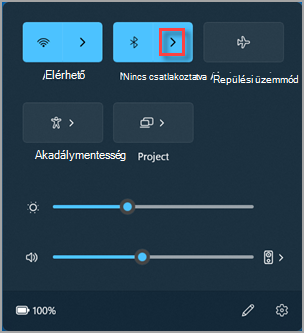 The Manage Bluetooth devices button in Quick Settings.