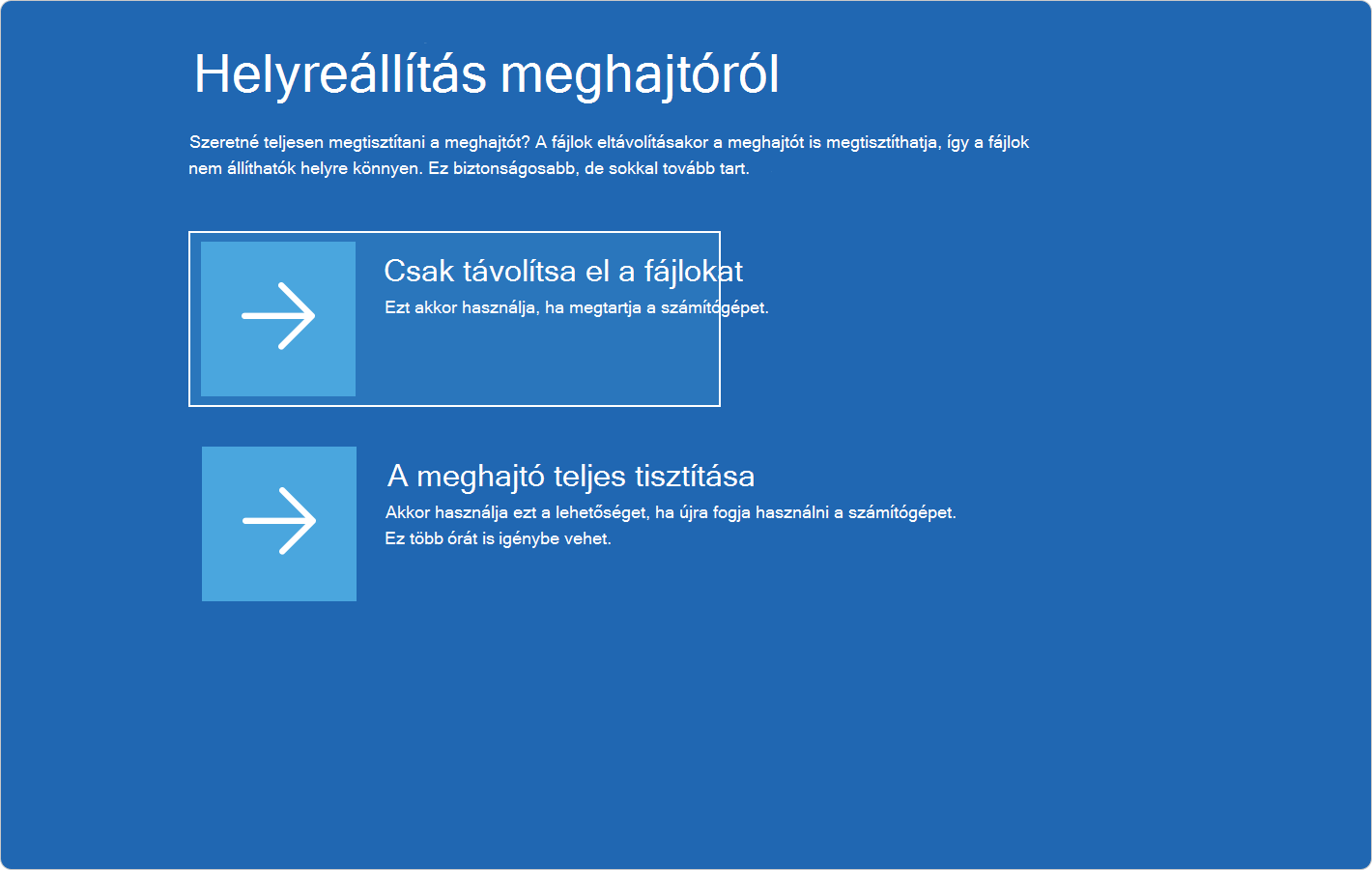 Screenshot of Windows RE showing the options to recover from a drive