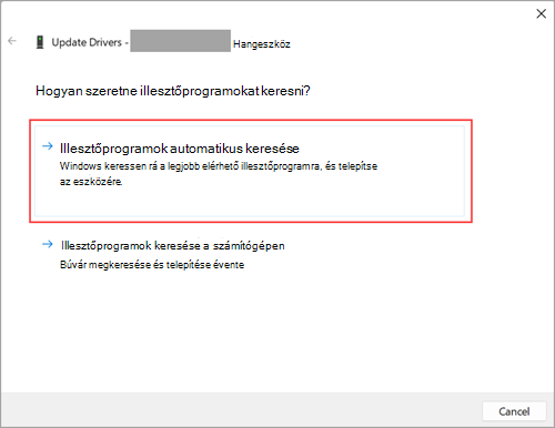 Keressen hangillesztőprogramokat a Windows 11 Gépházban.