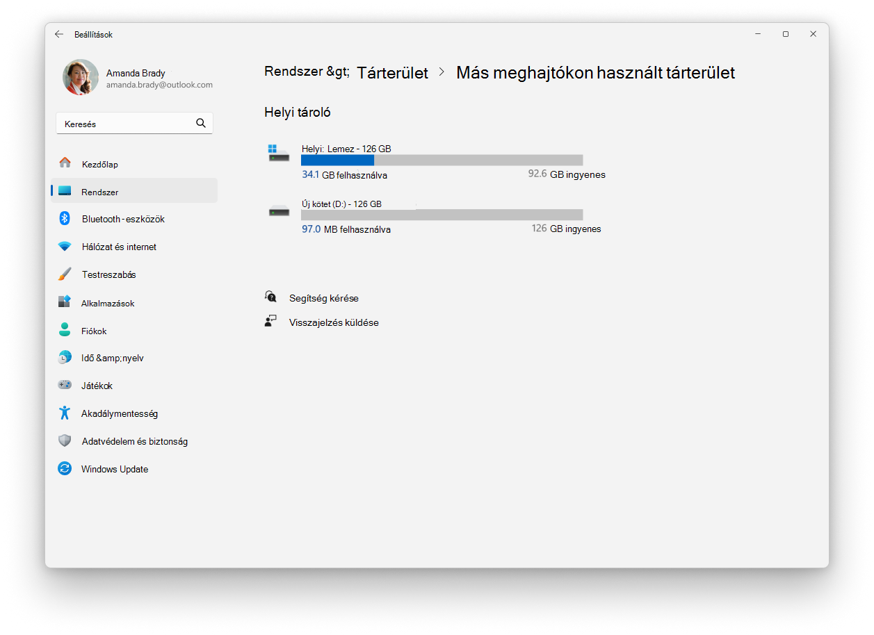 Screenshot of Settings - System - Storage.