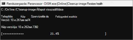 Képernyőkép a Windows DISM restorehealth eszközről.