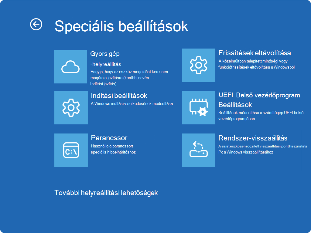 Screenshot of Windows RE showing advanced options and the new QMR entry.