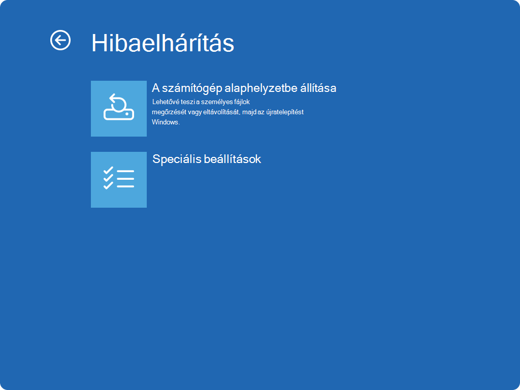 Screenshot of Windows RE - Troubleshoot screen.