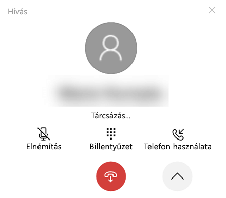 A kibontott hívásablak.