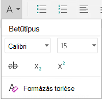 Betűformázási menü