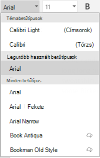 Betűtípusok listája