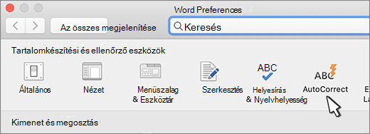 Mac Word automatikus javítás gombja