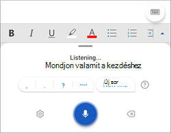 Képernyőkép a Diktálás funkcióról androidos telefonon.