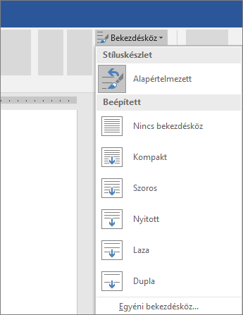 A bekezdésköz módosításának lehetőségei a Word alkalmazásban