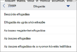 Korrektúrák elfogadása
