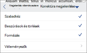 Korrektúra megjelenítése: